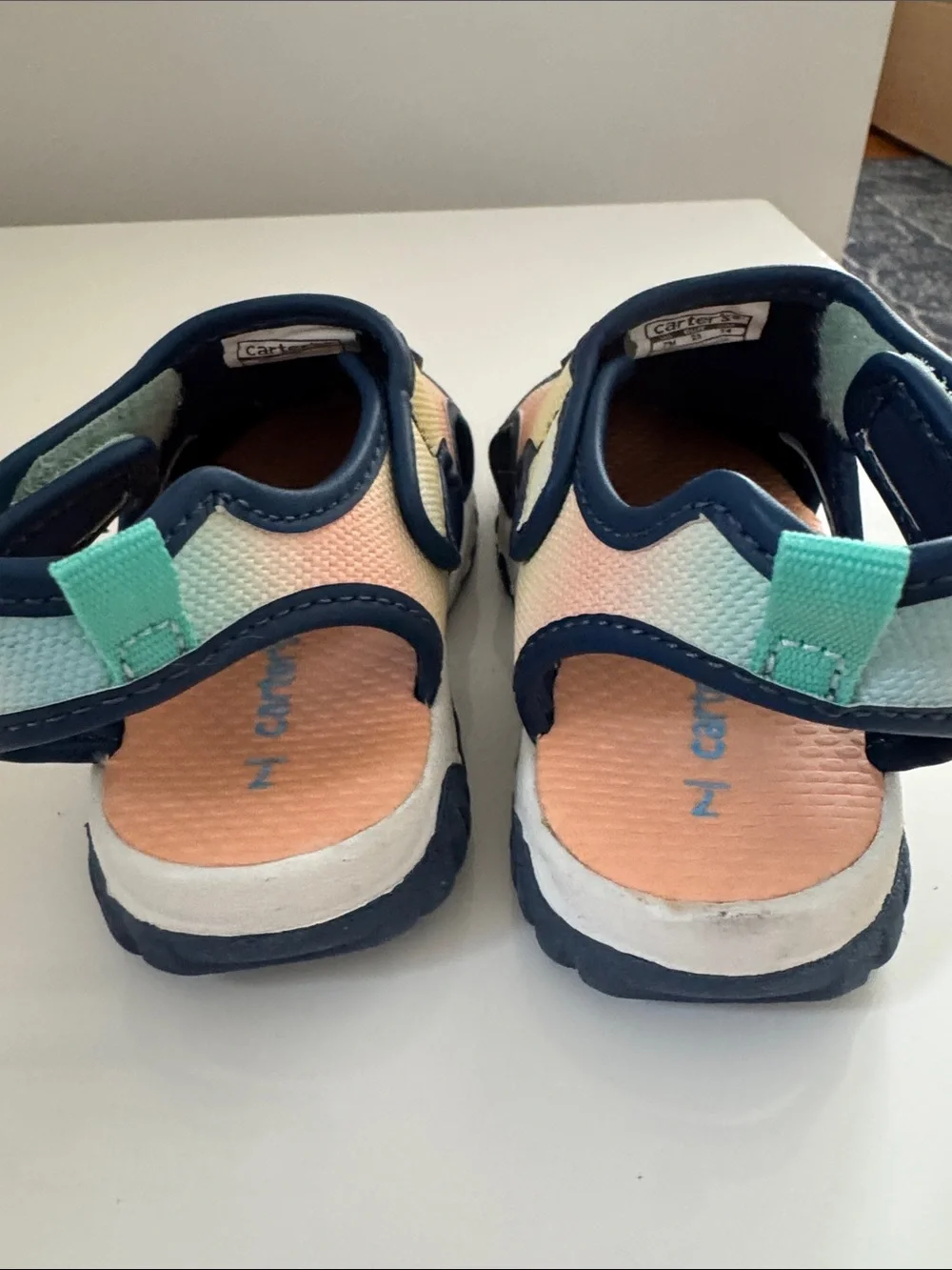 Carter's Kids Surfing Dino Gradient Slip-On Water Shoes - Teal/Peach/Yellow